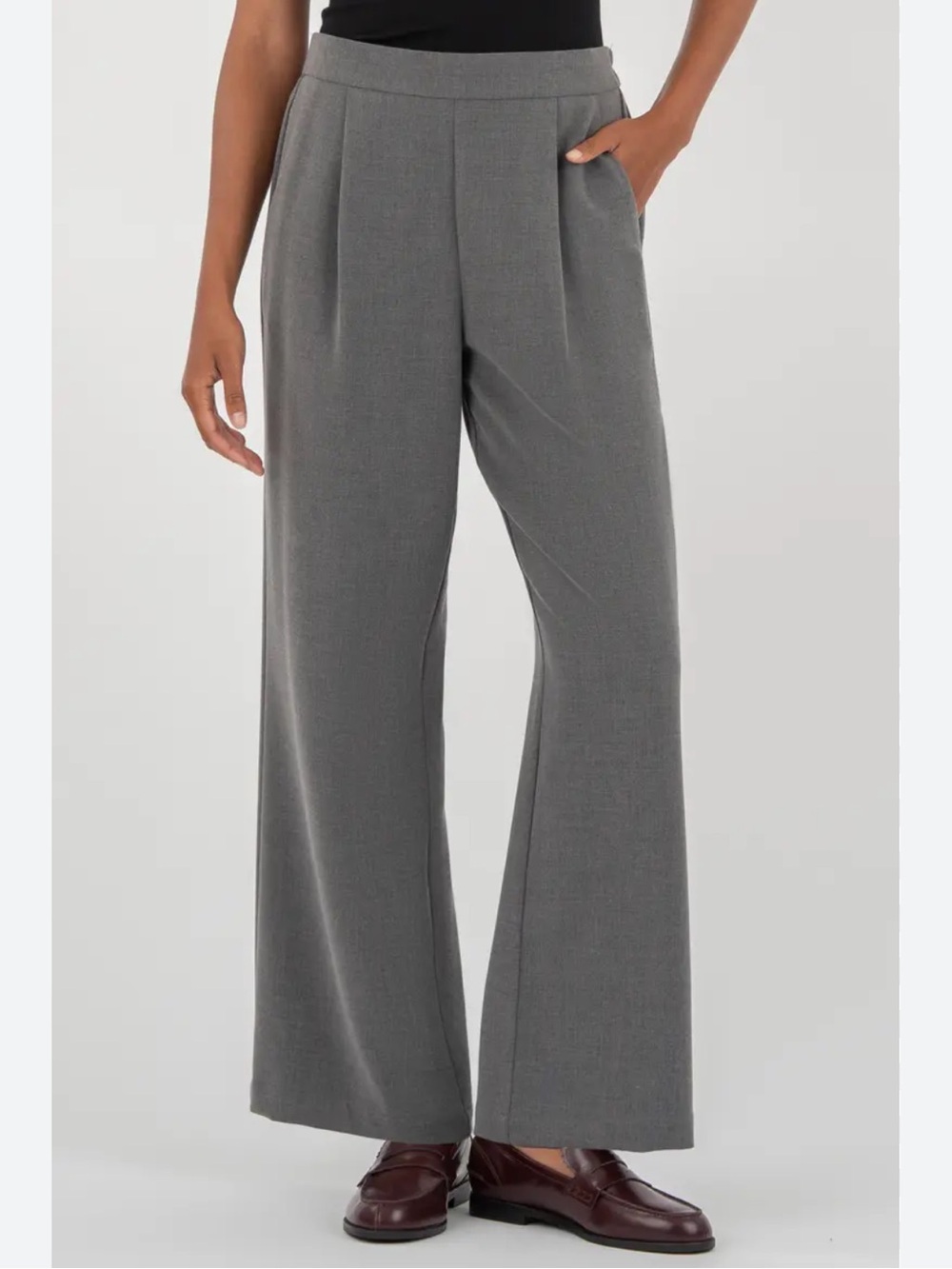 KUT from the Kloth Charcoal Gray High Waist Wide Leg Pleated Trousers Pants Sz M